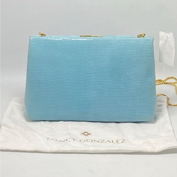 Nancy Gonzalez Laser Cut Leather Chain-On Clutch - Picture 1 of 15